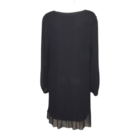 Wilfred Black Pleated Flowy Dress A-Line Shift Long Sleeve V-Neck Size Large - Picture 6 of 9